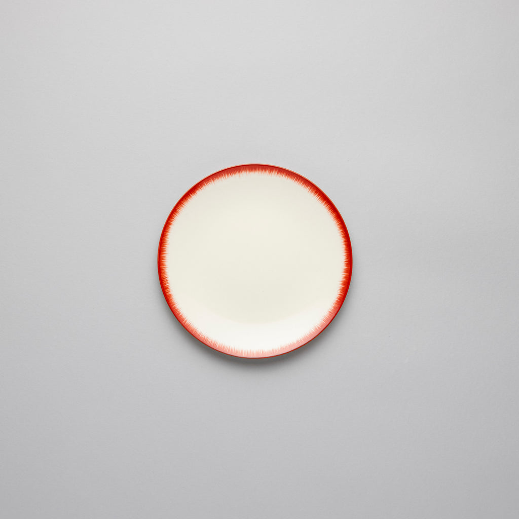 Dessert Plate, 14cm, Dé Off-White/Red VAR 2, Design by Ann Demeulemeester